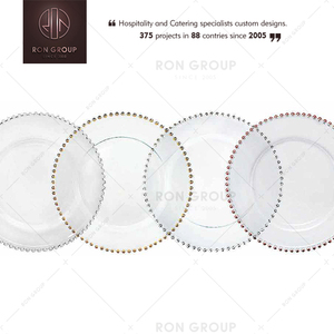 Assiettes de présentation en verre doré Plats de mariage élégants rectangulaires et ronds pour fêtes et événements pour hôtels - Product Image 6
