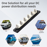 Barre de distribution robuste 250A en cuivre T2 nickelé, 6 canaux, bornes à goujons M8 pour système solaire, camping-car, voiture, camion