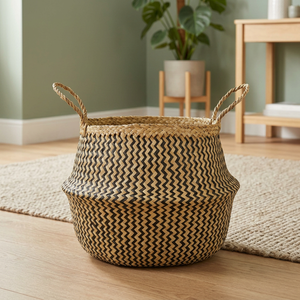 Belly Natural Woven Eco-friendly Seagrass <b>Baskets</b> for Clothes Can Be Customizable Sizes and Styles Manufacturing in Vietnam - Product Image 3
