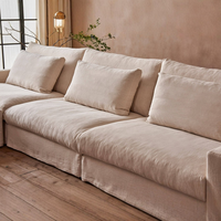Ensemble de canapés modulaires en bois de style nordique, simple, avec revêtement en tissu, pour hôtel, villa, salon, appartement, rembourrage en éponge