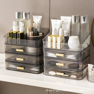 Clear Acrylic Cosmetic Storage Organizer <b>Drawer</b> Cabinet With Dustproof Design For Desktop <b>Makeup</b> Storage - Product Image 4