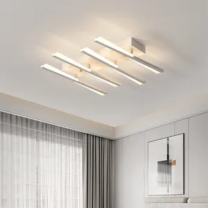 현대 LED 천장 조명 아크릴 라인 조명 직사각형 밝은 간단한 디밍이 가능한 플러시 마운트 천장 조명