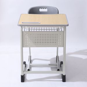 Bureau d'école Lin Ying pour étudiants, style moderne minimaliste, avec plateau en bois, étagère de rangement et hauteur réglable - Product Image 2