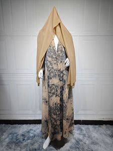 Fabricant Yibaoli 2025 Ramadan Abaya Robe Modeste Ouverte Devant 3 Couleurs Abaya Kimono en Mousseline Motifs Avec <span class=keywords><strong>Hijab</strong></span> Foulard Assorti - Product Image 4