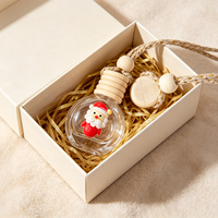 Bouteilles diffuseurs de parfum en verre de 10 ml, vides, en forme de boule de Noël à suspendre, flacons d'arôme pour voiture avec bouchon en bois, ornement de dessin animé