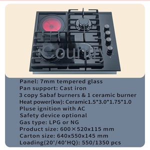 Cooking Electric Ignition Factory Offering Oem <strong>4</strong> <strong>Burner</strong> <strong>Glass</strong> Kitchen <strong>Gas</strong> <strong>Stove</strong> Without Oven With Hotplate Electric <strong>Burner</strong>