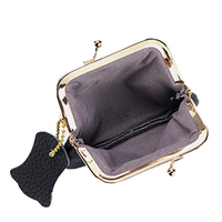 Portefeuille en cuir de vachette galet pour femmes de luxe pochette en cuir de vache véritable avec cadre en métal portefeuilles noir porte-monnaie dames sacs à main sac