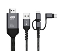 2K 60Hz 3 en 1 tipo-c USB C + micro + iluminación para teléfono HDTV a HDTV Cable de video adaptador con cable de alimentación USB