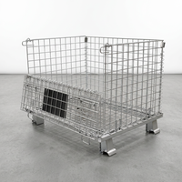 Cage à palettes en treillis métallique avec porte basculante et loquet de boucle pour le transport de pièces en usine et entrepôt