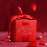 Boîte à dragées avec ruban, logo estampé à chaud, petite boîte d'invitation pour fête, emballage de bonbons, cadeau de mariage, chocolat
