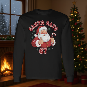 Santa Says 67 Retro Christmas Meme Camiseta de manga larga - Product Image 3
