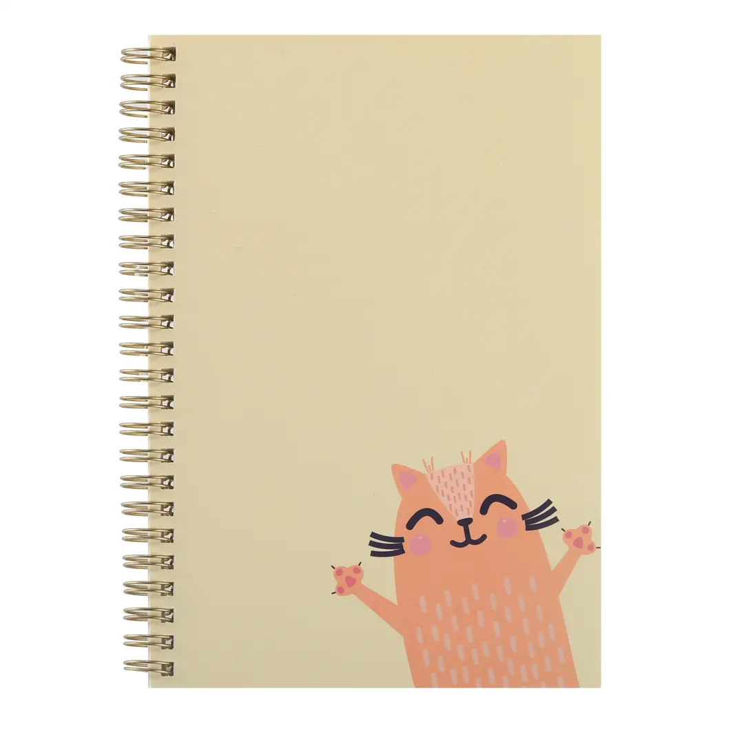 دفتر يوميات محكم بشكل حلزوني بتصميم قطة لطيفة لعام 2024 دفتر ملاحظات كتابة وتدريب للطلاب