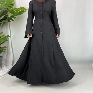 Nouvelle Robe Musulmane Printemps-Été 2026 pour Femme - Ceinture Intégrée, Jupe Longue Fluide, Robe Abaya Boutonnée sur le Devant (6910) - Product Image 2