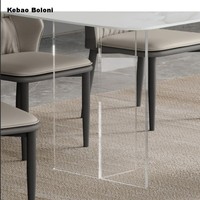 Moderner 4-Sitzer Schwebender Esstisch mit Transparenter Acrylbasis und Rechteckigem Schiefertisch für Heim- und Büromöbel