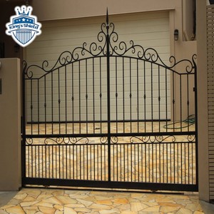 Portão Duplo de Ferro Forjado Preto para Pedestres, Portão Principal Ornamental para Casas - Product Image 6