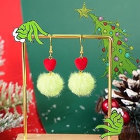 Boucles d'oreilles créoles tendance Grinch en laiton, forme boule, bijoux de Noël, cadeaux de fête pour femmes