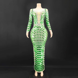 Novance nuovo 2022 vendita calda paillettes nuovo modello stampato <span class=keywords><strong>oro</strong></span> strass abito festa di nozze notte diamante cena abiti eleganti - Product Image 6