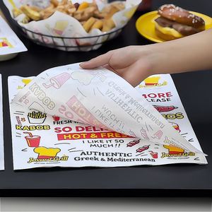 Empaque de Comida Personalizado, Biodegradable, Ecológico, Reciclable, para Hamburguesas, Papas Fritas, Pollo Frito, Papel Antigrasa Desechable para Hamburguesas - Product Image 6