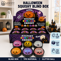 Boîte mystère Halloween Squishy en forme de boulette, en TPR, anti-stress, à presser, avec paillettes, pour apaiser les mains et la paix quotidienne au bureau