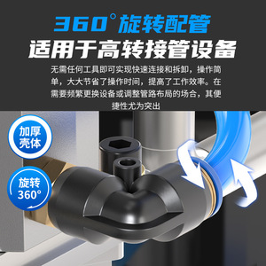 Acoplador Rápido Neumático de 8mm, Conector en Codo, Conexión de Manguera de Aire de Plástico para Uso Industrial - Product Image 2