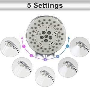 หัวฝักบัวแบบมือถือแรงดันสูงพร้อมสวิตช์หยุด<span class=keywords><strong>เปิด</strong></span>/<span class=keywords><strong>ปิด</strong></span>6การตั้งค่าประหยัดน้ำหัวฝักบัวห้องน้ำ6ฟังก์ชั่นโครเมี่ยม - Product Image 4