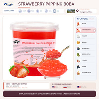 Strawberry Mango Popping Boba 9 Rasa Tersedia 2.8kgx6/Karton, Topping Serbaguna untuk Bubble Tea, Yogurt & Dessert, Grosir