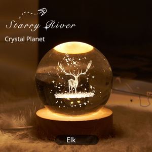 Boule de cristal astronaute planète 3D gravure laser système solaire diode électroluminescente personnalisée veilleuses pour enfants - Product Image 4