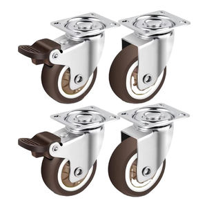 Roues en caoutchouc réglables en hauteur pour meubles de cuisine, charge de 35 kg, roulettes pivotantes en acier silencieuses et robustes de 40 mm avec frein et roulement à billes - Product Image 5