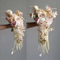 Bouquet de fleurs artificielles réalistes en soie, style cascade de gouttes d'eau, pour mariée, photographie de mariage, décoration intérieure