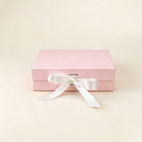 Boîtes cadeaux rigides en papier rose mat, matériaux recyclés, avec poignée, emballage de vêtements pliables de luxe sur mesure