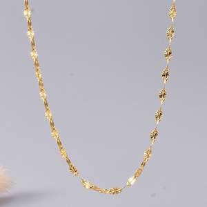 Collar de cadena de eslabones con diseño de flores doradas, Gargantilla de acero inoxidable 316L, Simple - Product Image 1