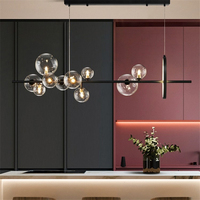 Lustre LED moderne et original, boule de verre transparente, lampe suspendue, salle à manger moderne, bar, restaurant, suspension, décoration de café, luminaires