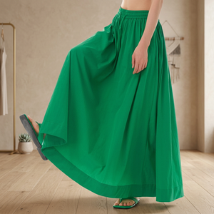 Women's High-quality Wrap A-Line Floor-Length Comfortable Rayon <b>Skirt</b> <b>Elastic</b> Waistline Tassel Decoration Casual Style - Product Image 3