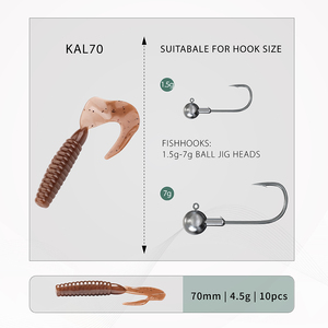 เหยื่อตกปลาซิลิโคนแบบนิ่มขนาด70มม. เหยื่อตกปลาน้ำจืดหางหยักยาว10ชิ้น/ถุง KAL70นิ่ม - Product Image 3