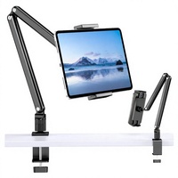Support de tablette réglable en alliage d'aluminium avec base rotative à 360 degrés pour iPad, Kindle et appareils de 4,7 à 13 pouces