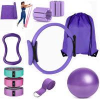 Ensemble Pilates 13 pièces, kit complet pour studio à domicile avec bandes de résistance, anneau, ballon et guide d'exercices