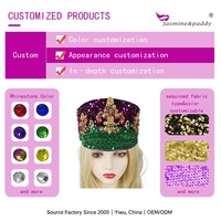 Chapeau de fanfare de luxe à paillettes scintillantes motif fleur d'iris pour Carnaval, Mardi Gras, Burning Man, Festival, Punk, Coachella, avec une finition de qualité supérieure