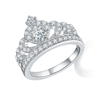 Bague de mode pour femme en argent sterling 925 plaqué rhodium avec zircon, sertie de griffes, forme couronne, bijoux fins personnalisés ODM/OEM