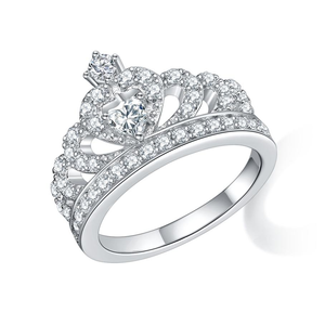 Anillo de Joyería Fina Personalizado ODM/OEM, Plata de Ley 925, Forma de Corona, Engaste de Plata, Bañado en Rodio, con Circonita, para Mujer - Product Image 3