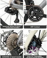 Vélo de route en carbone avec câblage interne complet, transmission sans fil 24 vitesses WheelTop, jantes carbone 50 mm, performance aérodynamique pour la course