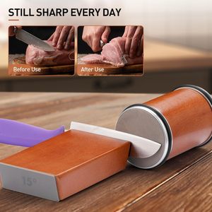 Kitchen Knife Sharpener Tool <b>Rolling</b> Knife Sharpener <b>Kit</b> with Diamond and Ceramic Discs and 15 & 20 Degree Magnetic Angle - Product Image 4