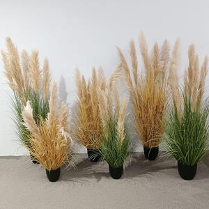 Grande herbe de la <span class=keywords><strong>pampa</strong></span> artificielle dans un pot de sol, plantes artificielles réalistes en roseau pour la décoration d'angle de salon et la mise en scène de la maison - Product Image 2