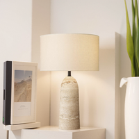 Lampe de table en travertin jaune naturel Wabi Sabi, style nordique moderne minimaliste, lumière d'ambiance pour hôtel, salon, chambre, villa