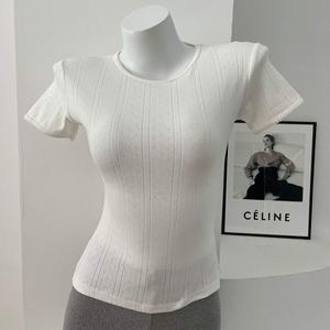 T-shirt pour femme à manches courtes, imprimé personnalisé de qualité supérieure, couleur unie, style décontracté du Bangladesh, <span class=keywords><strong>tissu</strong></span> tricoté pour l'été - Product Image 6