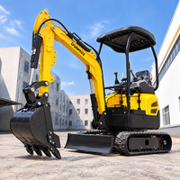 Excavator Crawler Hidrolik 1,6 Ton yang Disetujui EPA, 7600W, Bucket 0,03 M3, Kedalaman Penggalian 1800mm, Dilengkapi Blade Dozer Depan