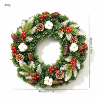 Couronne de Noël floquée en pin mélangé, classique et élégante, pour porte d'entrée et fêtes - Prix de gros