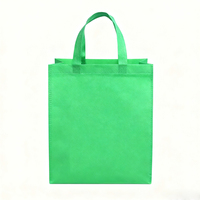 Sac fourre-tout vert uni non tissé recyclable avec poignée en tissu intégrée, sac de transport écologique réutilisable pour vêtements