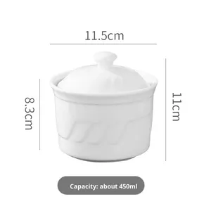 หม้อตุ๋นเซรามิกพร้อมฝาชามซุปไอน้ำถ้วยนึ่งสำหรับห้องครัวบ้านชามอาหารเรียกน้ำย่อยไข่3.5 "X 4.5'' - Product Image 6