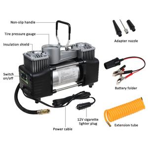 ปั๊มลมยางรถยนต์แบบสองกระบอกสูบ รุ่นใช้งานหนัก 12V พกพาสะดวก 150 PSI สีดำ ใช้ได้กับรถยนต์ทั่วไป รุ่น SR02-014 สำหรับยาง SR - Product Image 3
