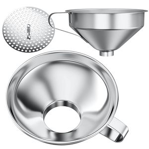 2 PCS Silicone Funil Aço Inoxidável Dispensação Líquida Cozinhar Funis com Filtro Suco Enchimento Funis - Product Image 1